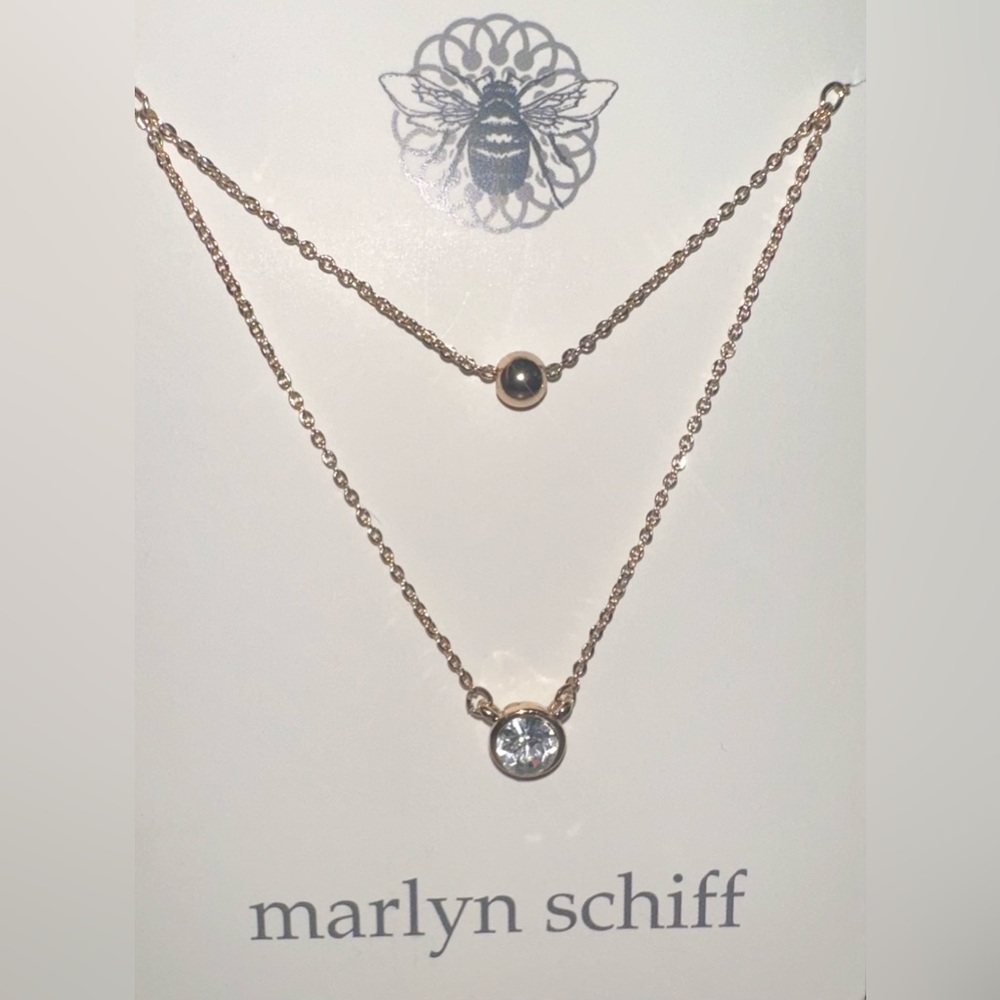 NWT Marlyn Schiff Double Layered Gold Tone Necklace - Picture 4 of 6